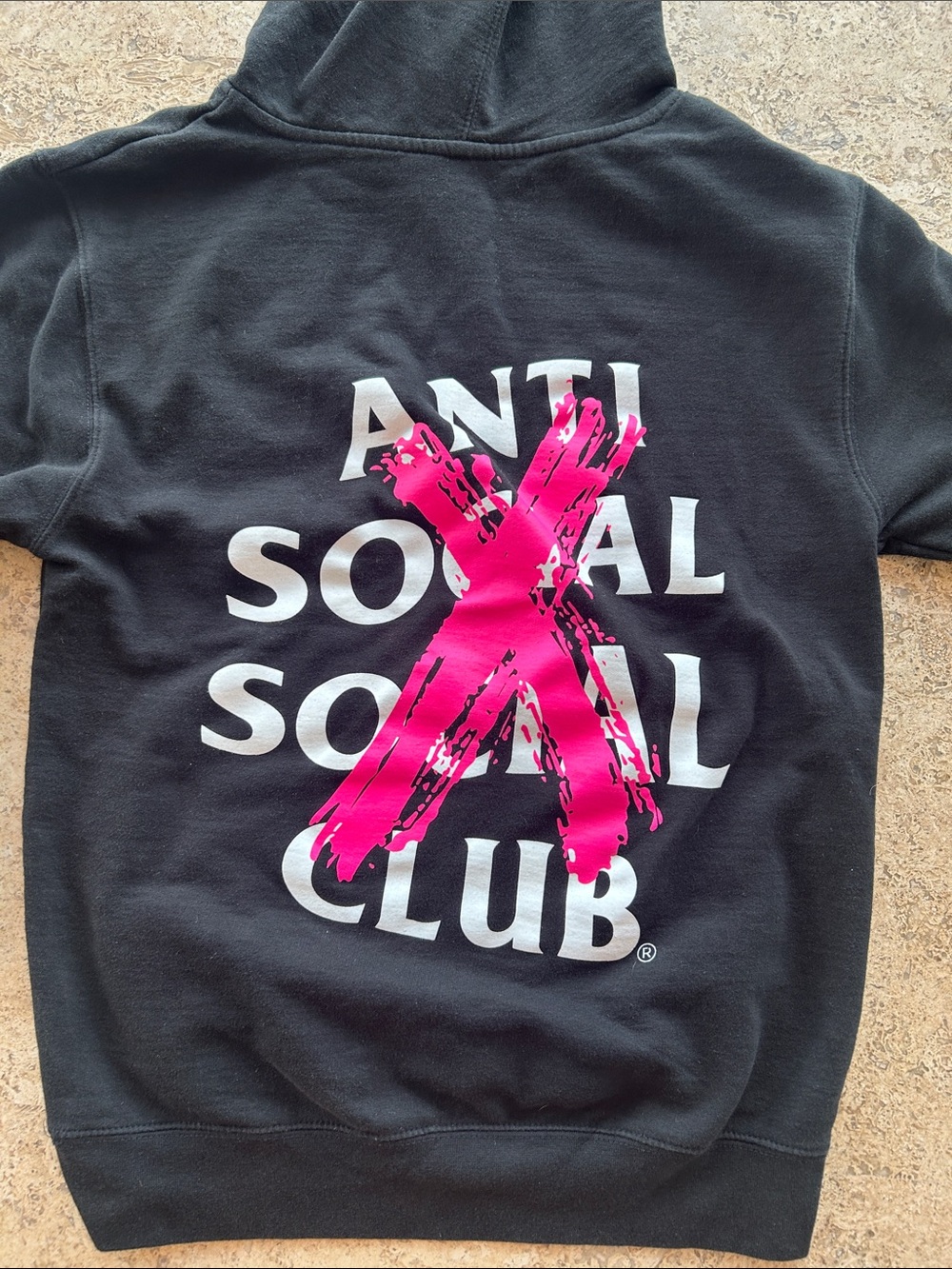 Anti Social Social Club Black Hoodie with Pink Ribbon Logo Accent